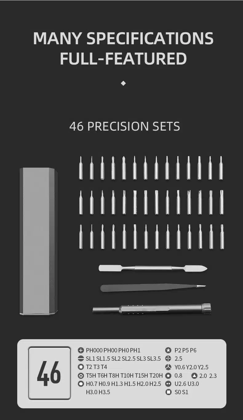 Jeu de Tournevis Magnétiques 44 en 1 – Outils de Réparation Haute Résistance 6 Outil de réparation avec boîte de rangement compacte